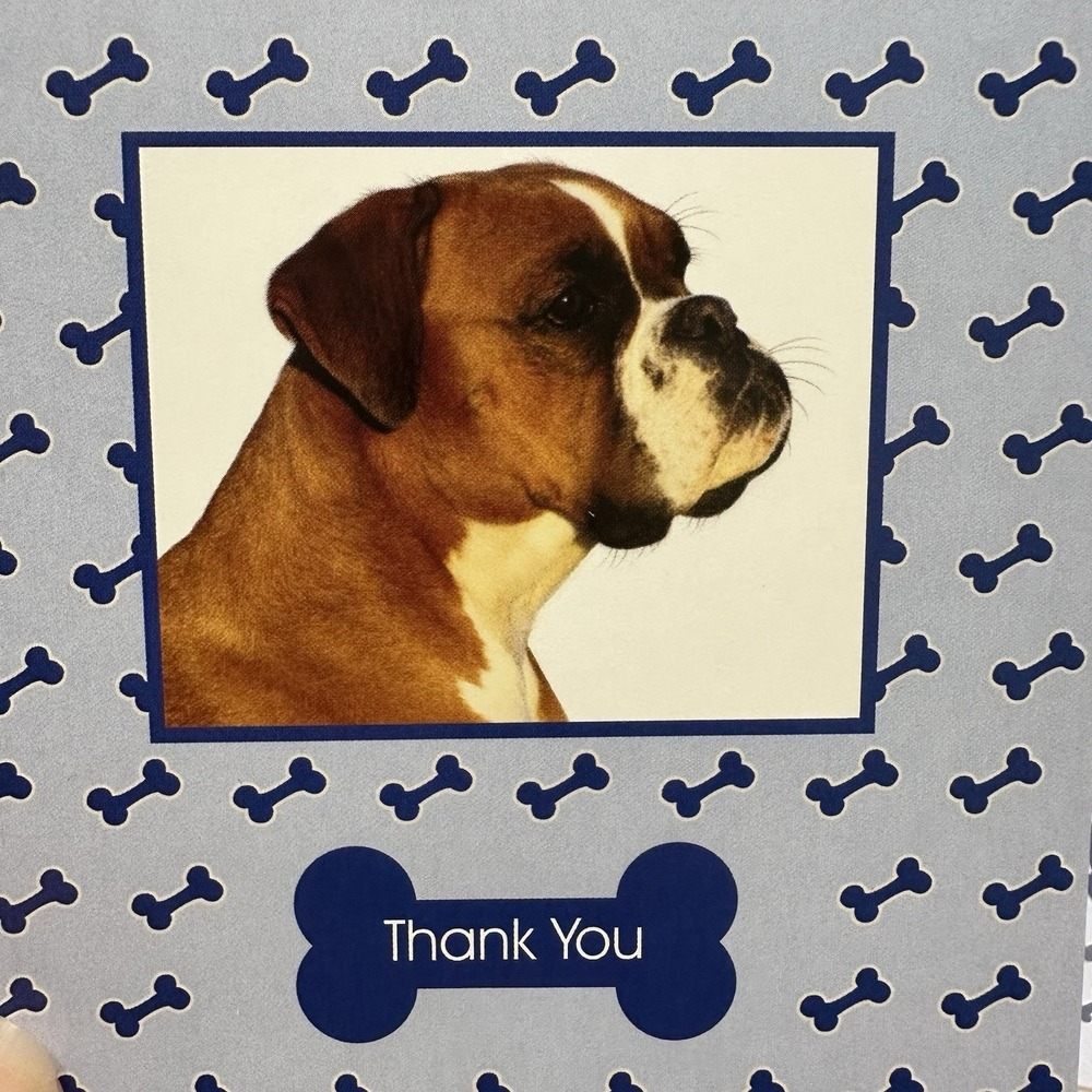 Vintage 2005 BrownTrout Boxer Dog Thank You Cards Set of 7 New w/ Envelopes